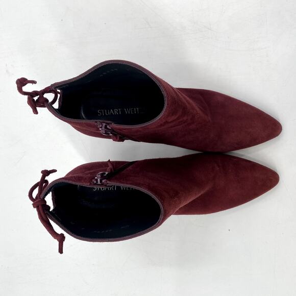 Stuart Weitzman maroon Pointed toe Block Heel booties - Picture 5 of 6